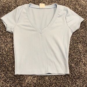 a cute light blue crop top